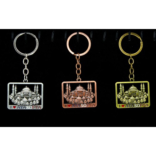 Metal Ayasofya Anahtarlık Kare Tasarım