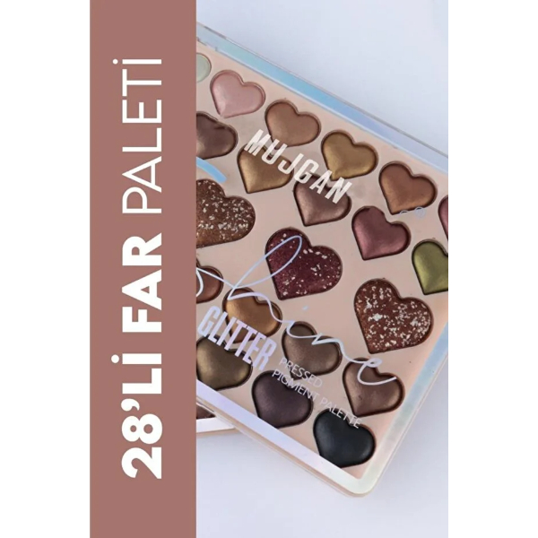 28'li Sedefli Shine Kalp Far Paleti - 2'li Set