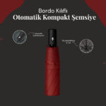 Bordo Kılıflı Otomatik Kompakt Şemsiye