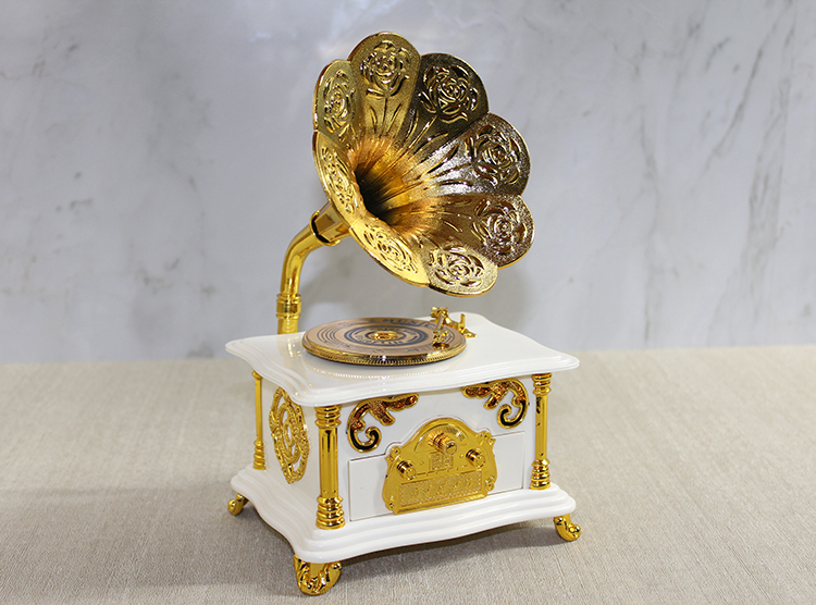 Gramofon Müzik Kutusu Beyaz