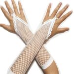 Örgü Beyaz Parmak Arası File Eldiven 26 cm