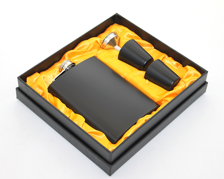 Paslanmaz Çelik 2 Shot Bardaklı Matara Seti Siyah Renk