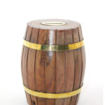 Pirinç Ahşap Fıçı Kumbara 12.5 Cm