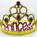 Prenses Yazılı Altın Renk Ayarlanabilir Parti Tacı