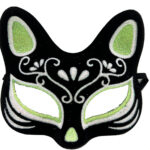 Siyah Süet Kaplama Gümüş Yeşil Simli Kedi Maskesi