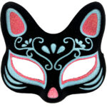 Siyah Süet Mavi Kırmızı Simli Kedi Maskesi