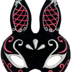 Siyah Süet Tavşan Maskesi Simli