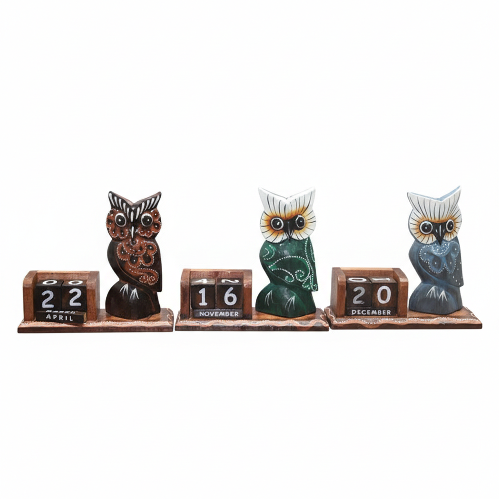 Ahşap Baykuş Takvim Büyük Boy