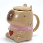 Capybara Tasarımlı Kapaklı Porselen Kupa Bardak