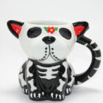 Day Of The Dead Köpek Figürlü 3D Kabartmalı Porselen Kupa