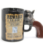 Jesse James Wanted İlanlı Tabanca Porselen Kupa Bardak
