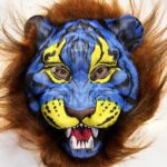 Kahverengi Yeleli Mavi Yüz Peluş Kurt Kaplan Maskesi 38 No