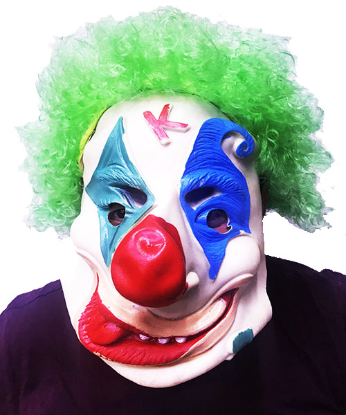 Yeşil Afro Peruklu Palyaço Maske