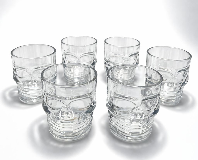 6'lı Kurukafa Şeffaf Cam Shot Bardağı Seti 6x5 cm