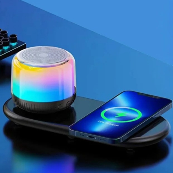 Kablosuz Şarj Standlı Bluetooth Hoparlör