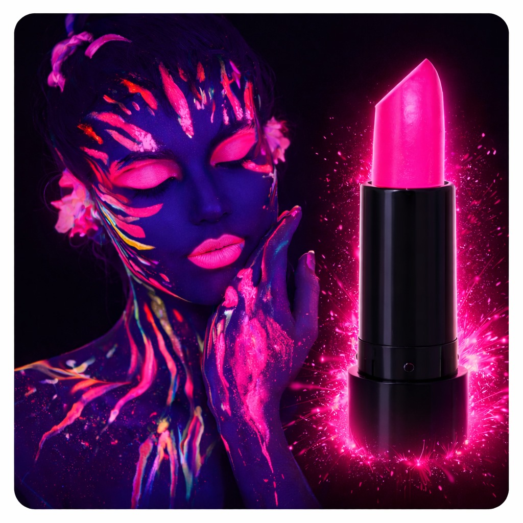 UV Neon Pembe Ruj – Karanlıkta Parlayan Makyaj Boyası